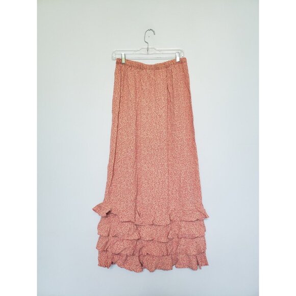 F L Malik Outfit Set Women's L Tank Sz M Maxi Skirt Rayon Ruffle Floral Hippie - Picture 6 of 9